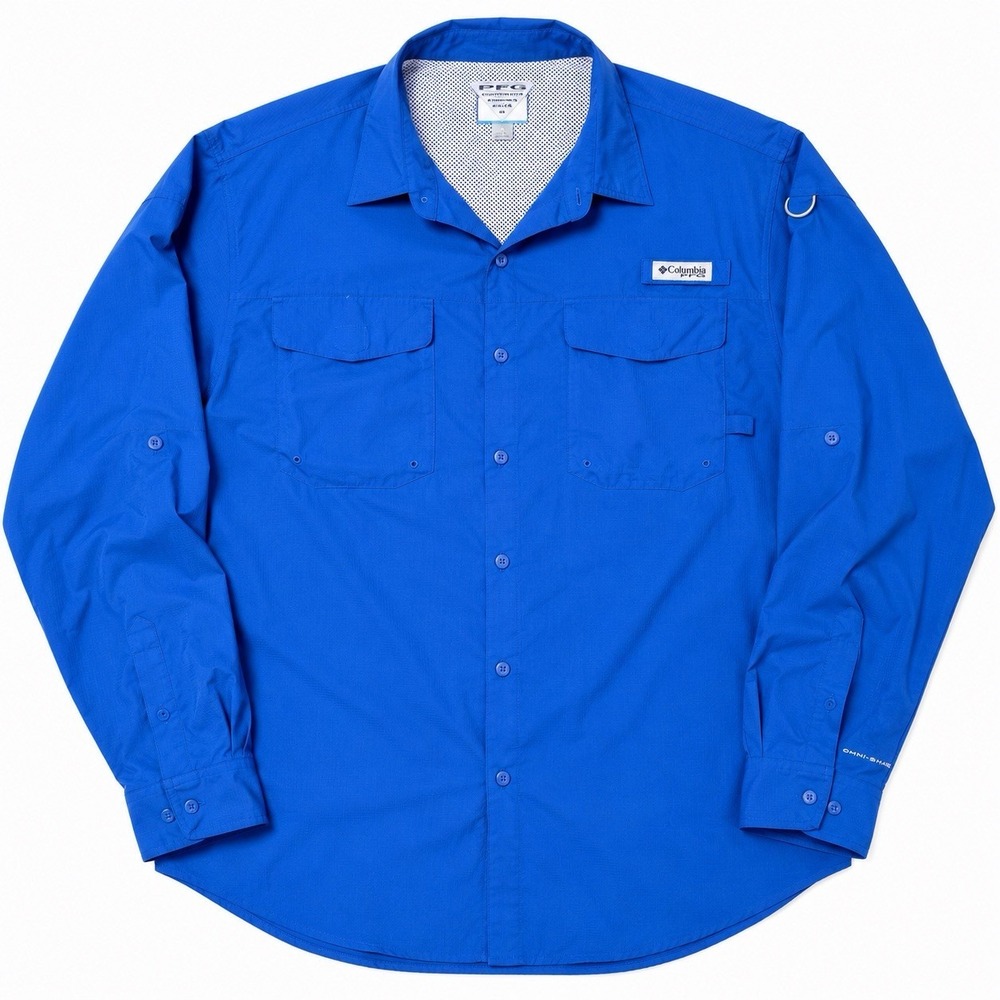 Columbia PFG Omni-Shade Blue Long Sleeve Fishing Shirt Men's XL Vented